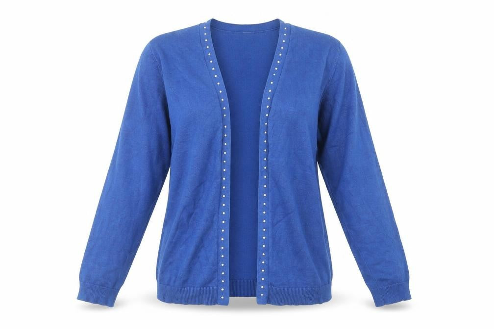 89th + Madison Women's Blue Studded Open Front Cardigan Size M