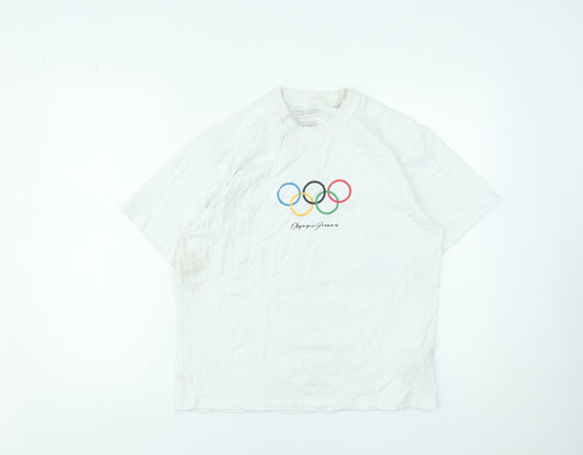 Pull & Bear Looney Tunes Olympic Dreams White Cotton T-Shirt XS Women's