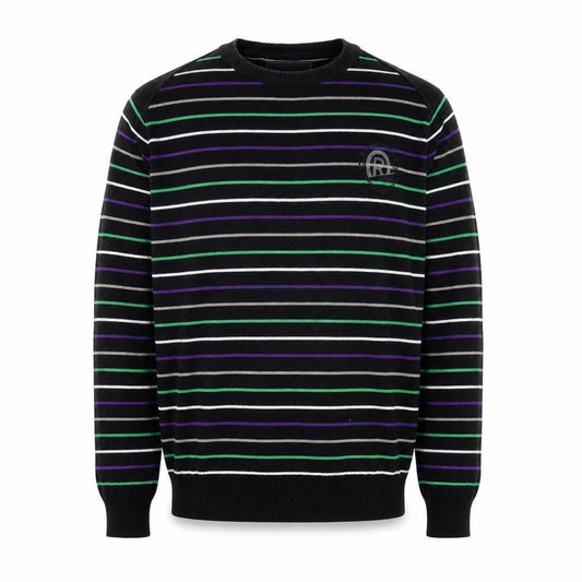 Jack & Jones Men's Black Striped Crew Neck Cotton Jumper L