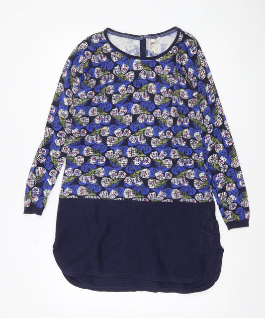 White Stuff Women's Blue Floral Long Sleeve Tunic Blouse Size 10