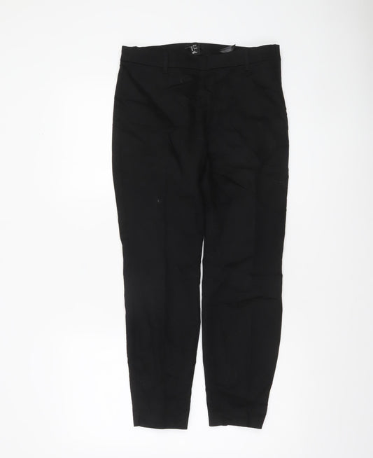 H&M Women's Black Slim Fit Trousers Size 8 Cotton Blend