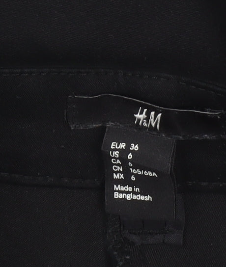 H&M Women's Black Slim Fit Trousers Size 8 Cotton Blend