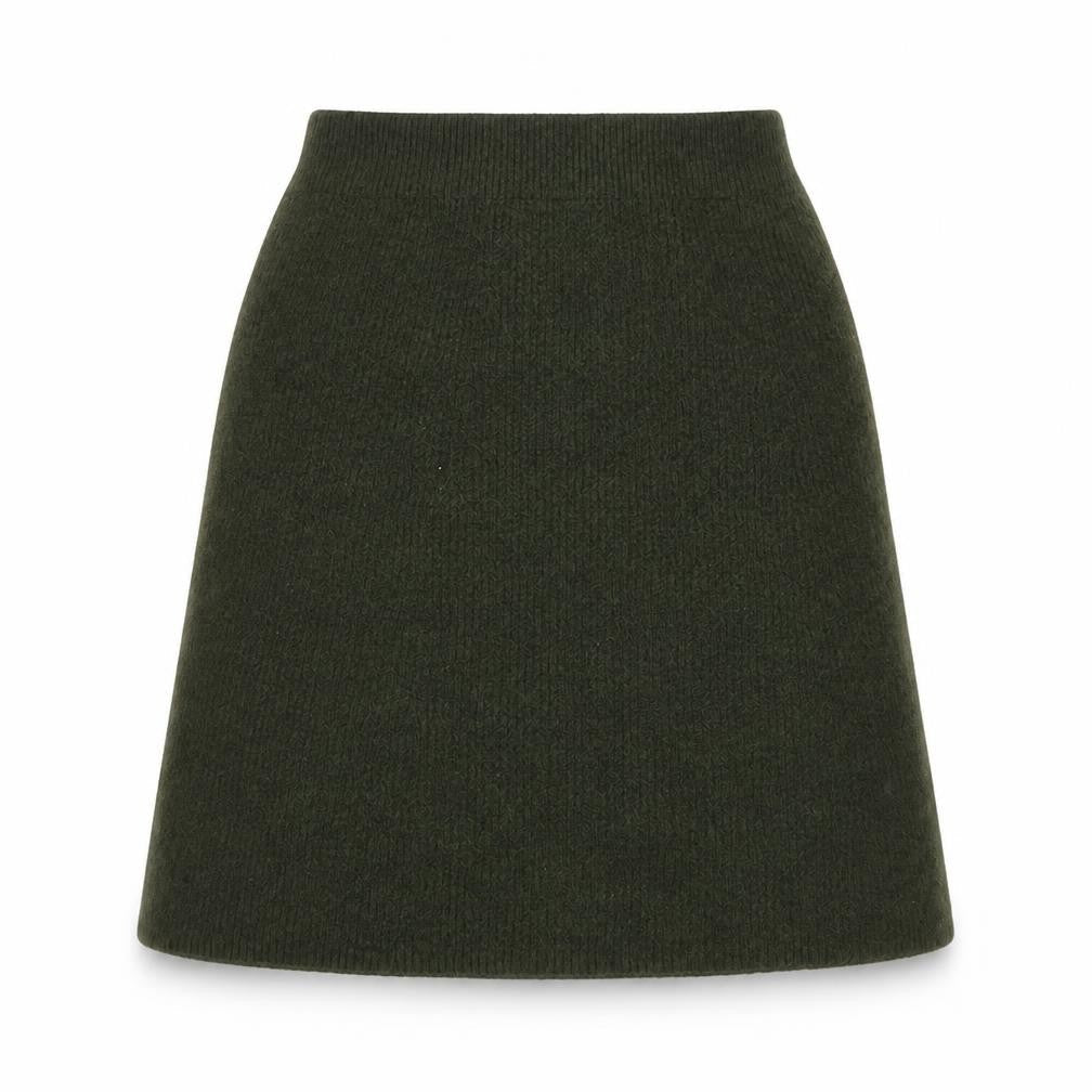 UNIQLO Womens Green A-Line Knit Skirt XS Wool Blend