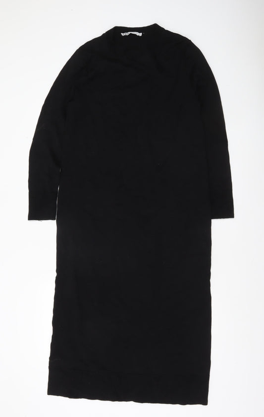 Zara Women's Black Knit Midi Sweater Dress Size S
