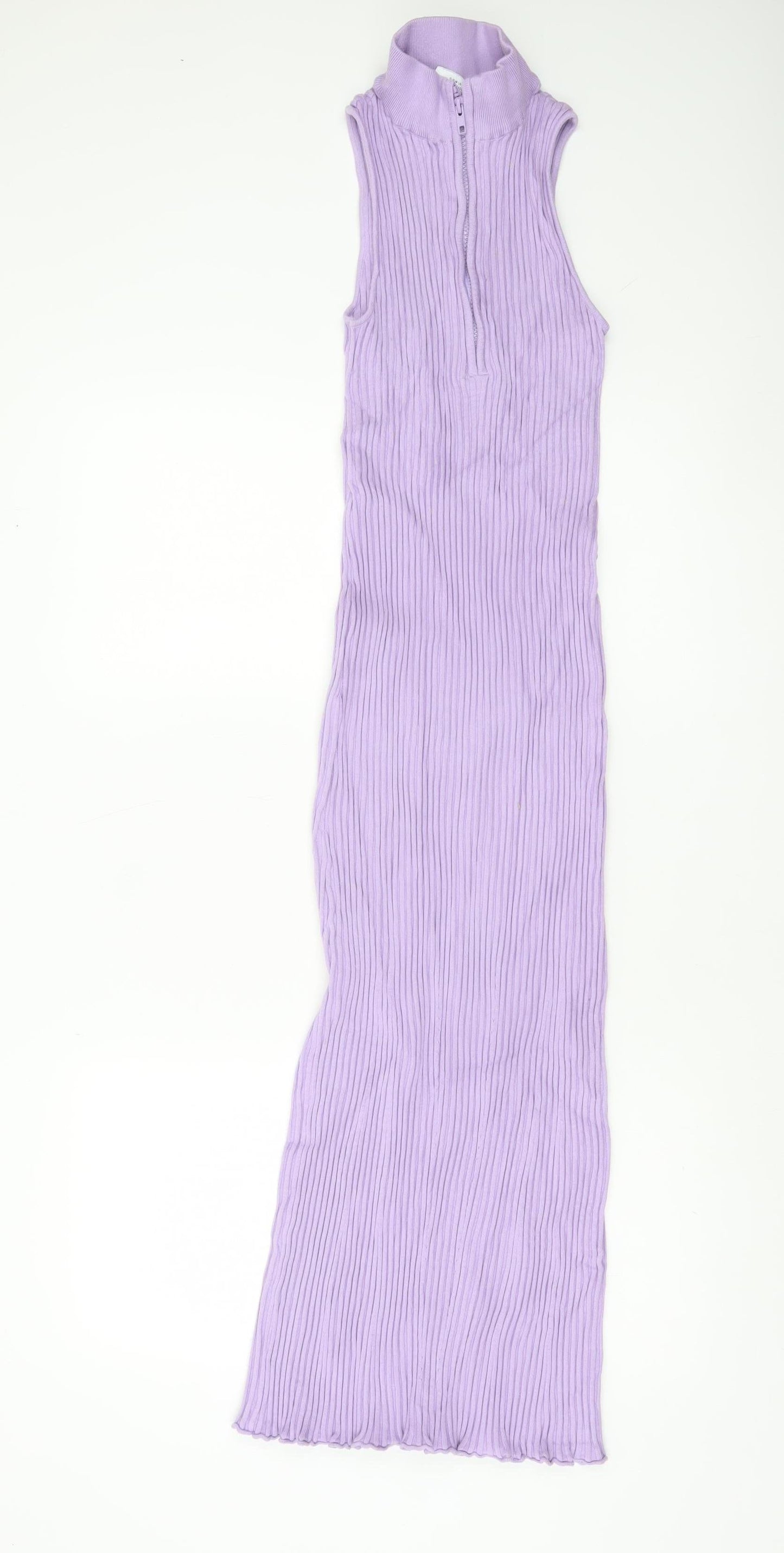 Zara Women Purple Ribbed Bodycon Midi Dress Size 12