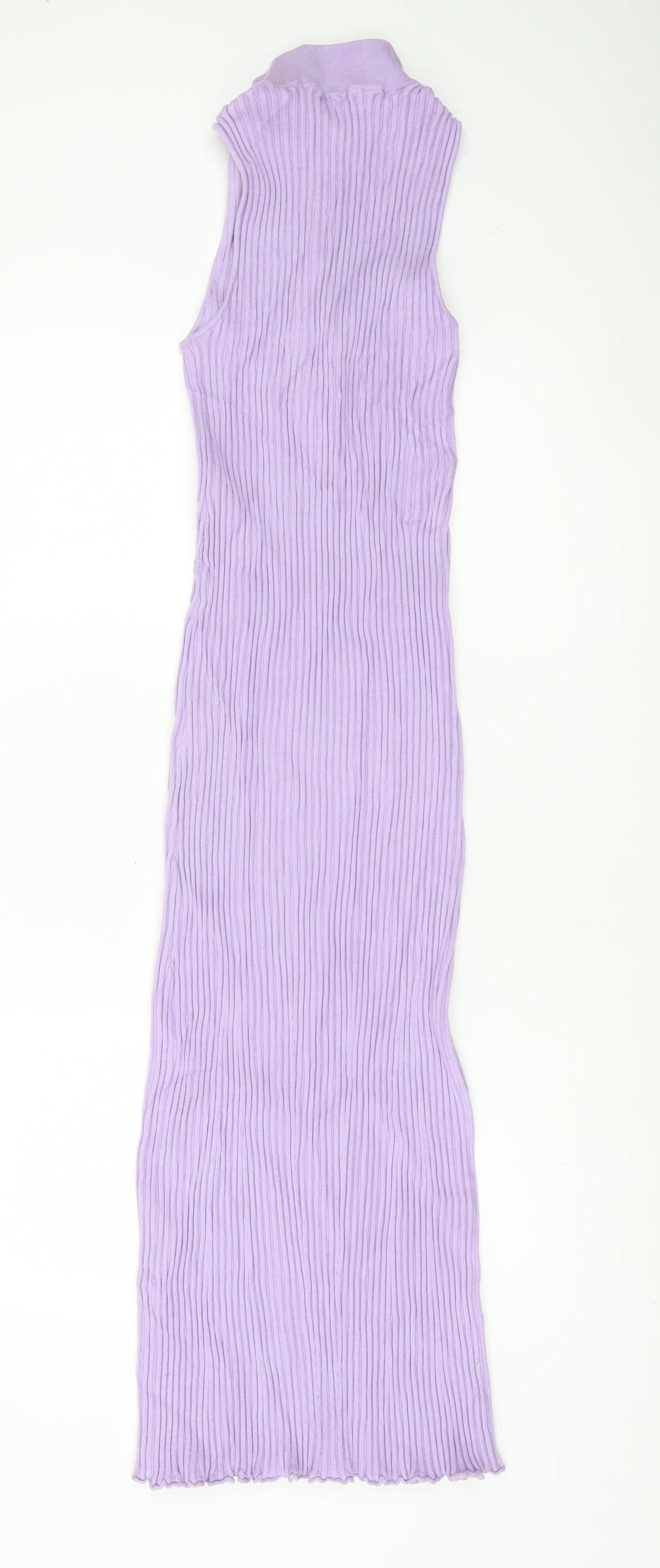 Zara Women Purple Ribbed Bodycon Midi Dress Size 12