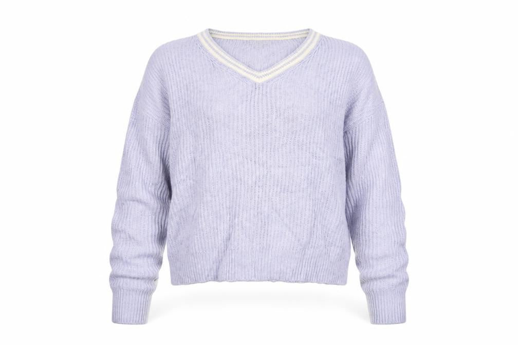 American Eagle Outfitters Women’s Purple V-Neck Knit Jumper M