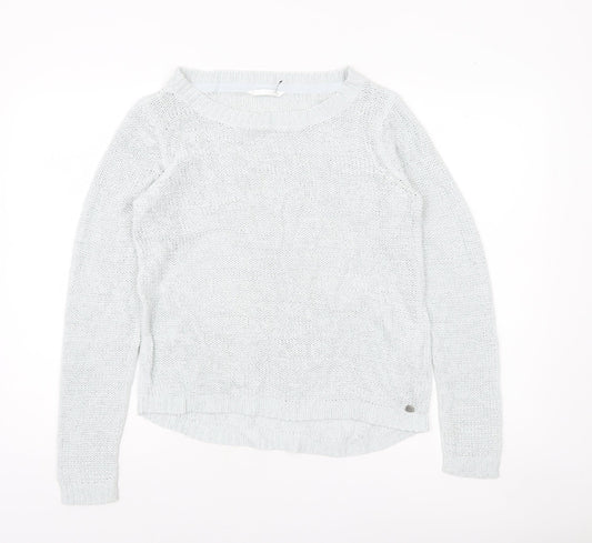 H&M Women’s White Knit Pullover Jumper Size S Casual Lightweight