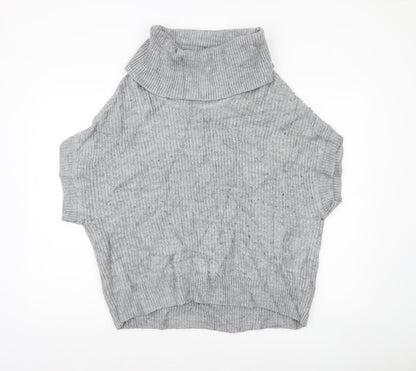 Phase Eight Women Grey Roll Neck Sleeveless Knit Jumper Size M