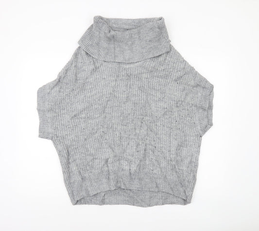 Phase Eight Women Grey Roll Neck Sleeveless Knit Jumper Size M