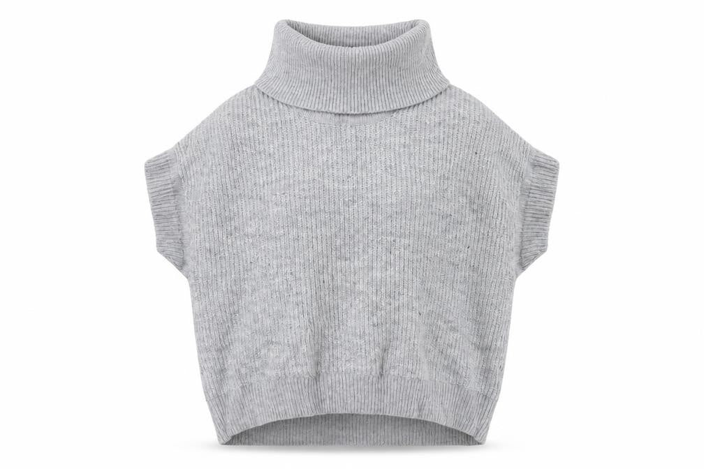 Phase Eight Women Grey Roll Neck Sleeveless Knit Jumper Size M