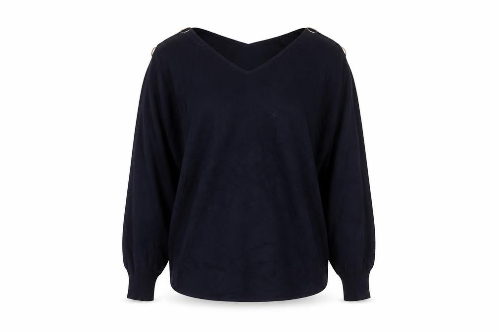 Phase Eight Womens Blue V-Neck Relaxed Fit Pullover Jumper Size S