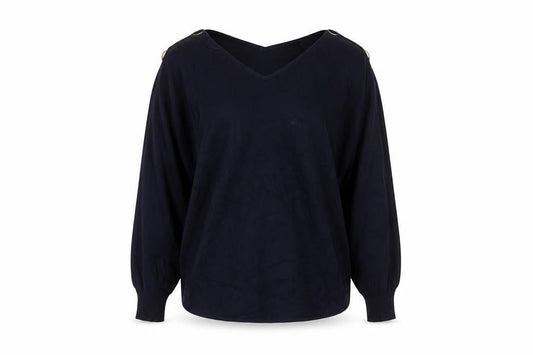 Phase Eight Womens Blue V-Neck Relaxed Fit Pullover Jumper Size S