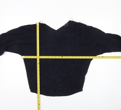 Phase Eight Womens Blue V-Neck Relaxed Fit Pullover Jumper Size S