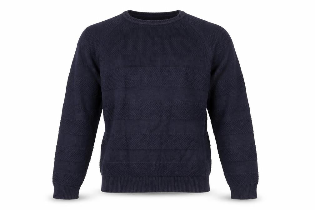 Boden Men’s Blue Cotton Crew Neck Textured Knit Jumper S