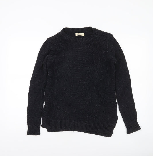 Hollister Womens Black Chunky Knit Crew Neck Pullover Jumper Size S
