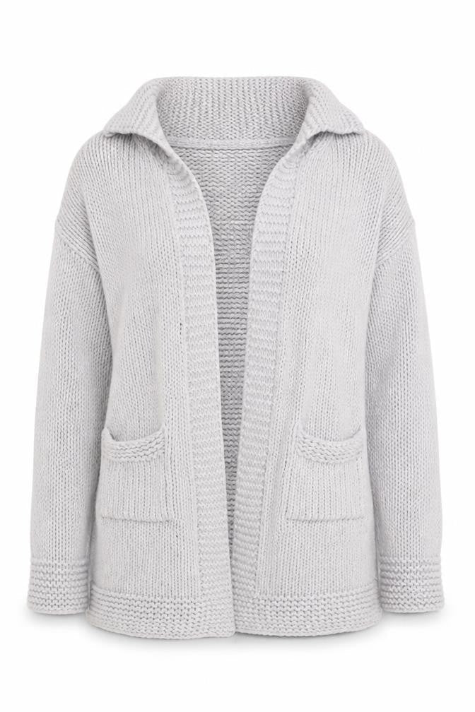 Paul Costelloe Dressage Women Grey Wool Blend Chunky Knit Cardigan S