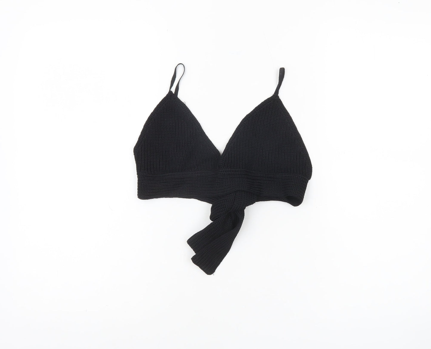 Zara Women’s Black Knit Camisole Tie Wrap Crop Top Size M