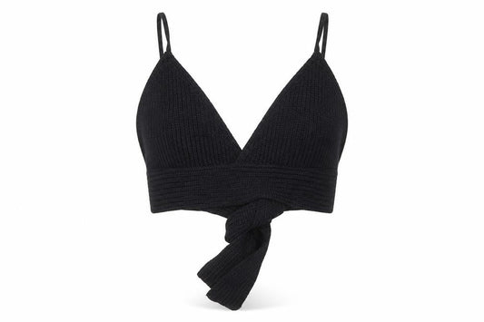 Zara Women’s Black Knit Camisole Tie Wrap Crop Top Size M