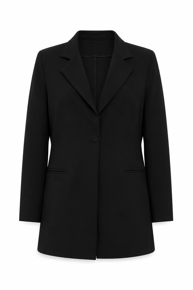 New Style Women's Black Size 12 Long Blazer Jacket