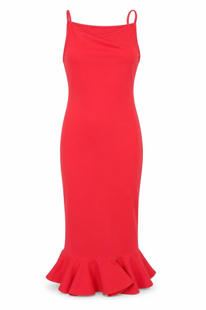 PRETTYLITTLETHING Women’s Red Size 6 Bodycon Midi Dress