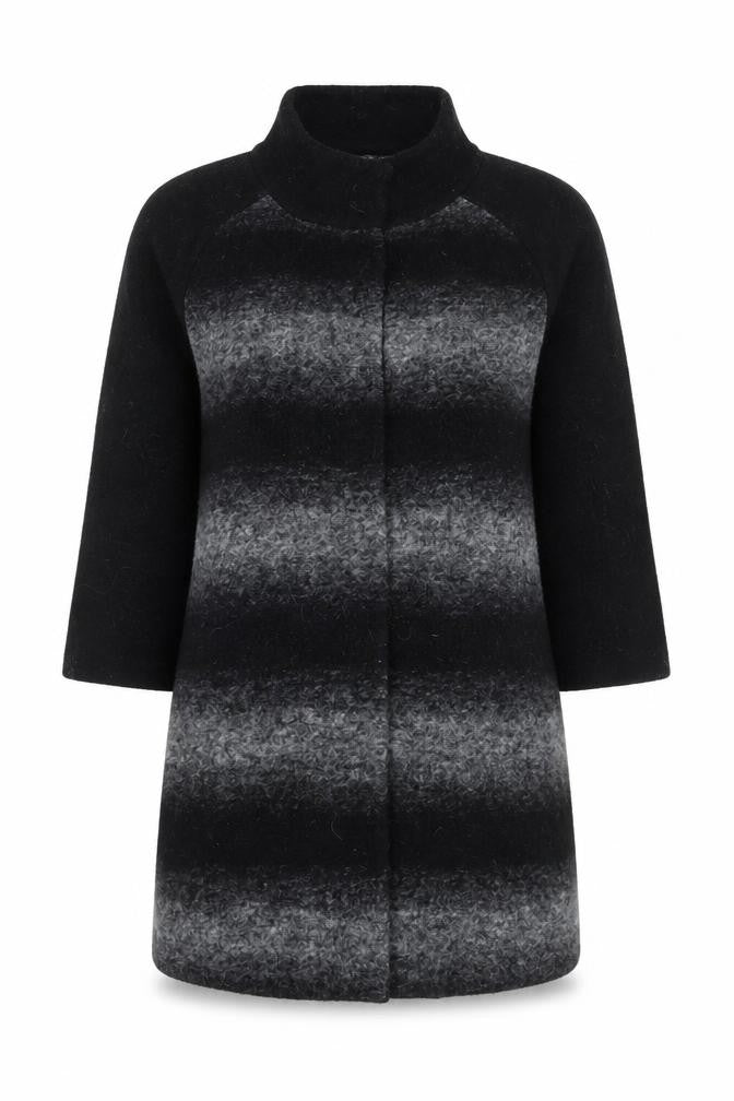 Clements Ribeiro Women Black Wool Blend Collared Cardigan Size 14