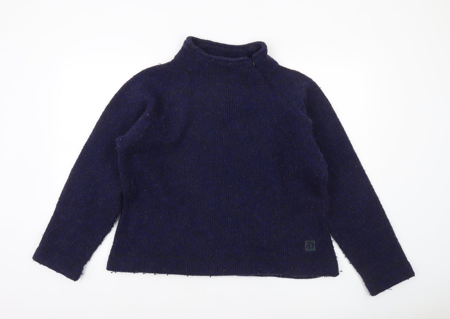 Craghoppers Women's Blue Wool Blend Thermal Mock Neck Jumper Size 14