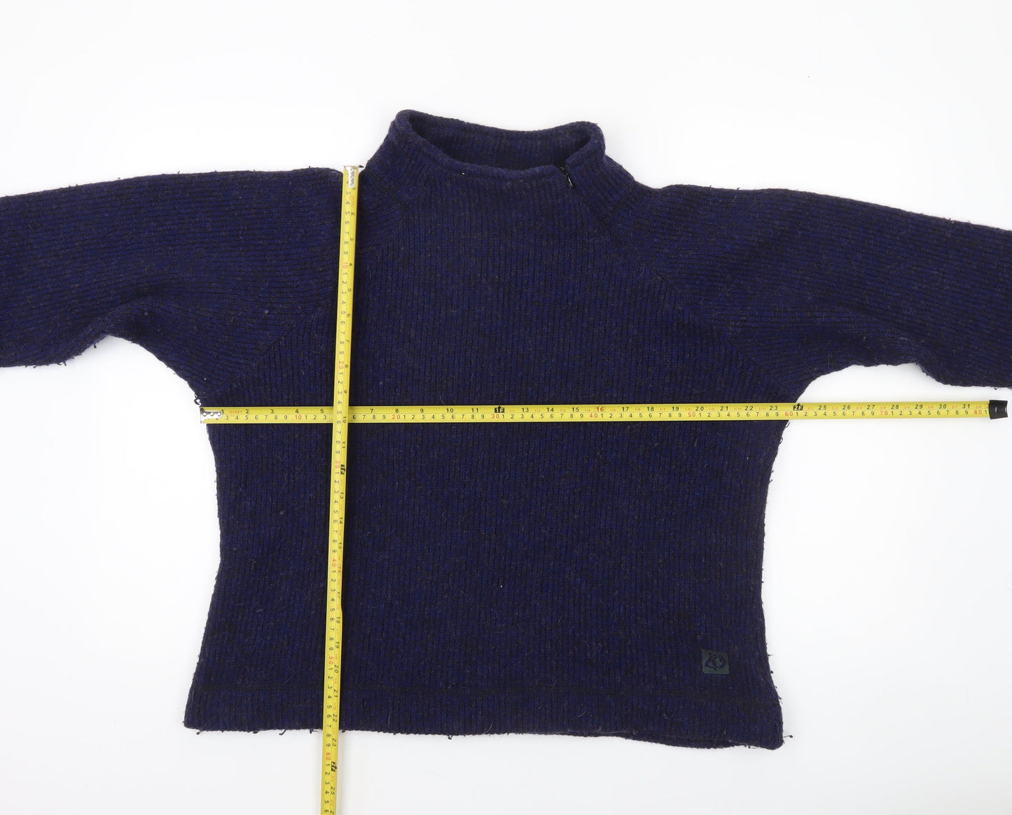 Craghoppers Women's Blue Wool Blend Thermal Mock Neck Jumper Size 14