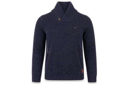 Hilfiger Denim Men's Blue Cotton Shawl Collar Pullover Jumper M