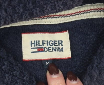 Hilfiger Denim Men's Blue Cotton Shawl Collar Pullover Jumper M
