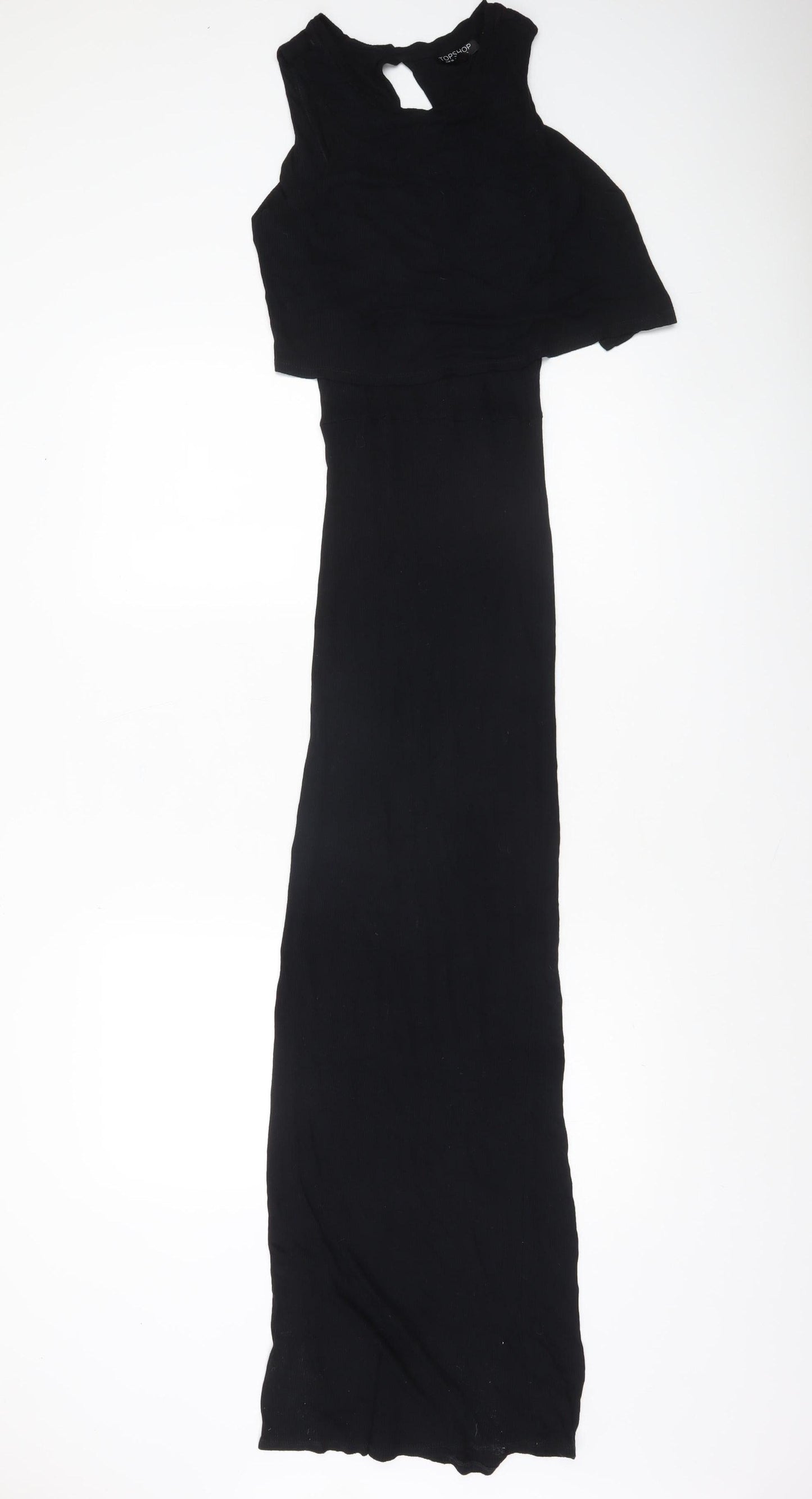 Topshop Women Black Size 8 Sleeveless Bodycon Long Dress