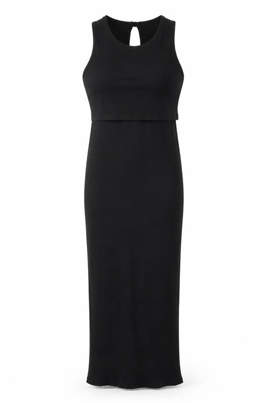 Topshop Women Black Size 8 Sleeveless Bodycon Long Dress