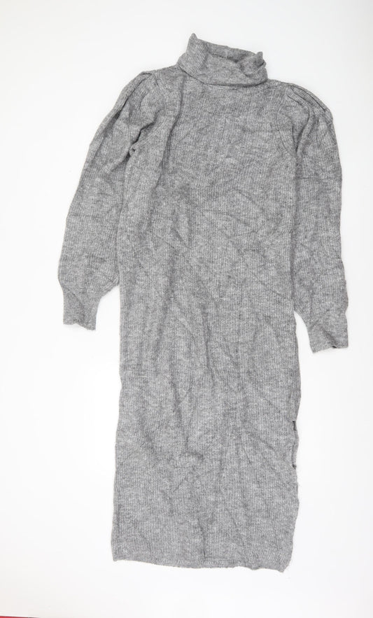 ASOS DESIGN Women’s Grey Knit Roll Neck Bodycon Midi Dress Size 6