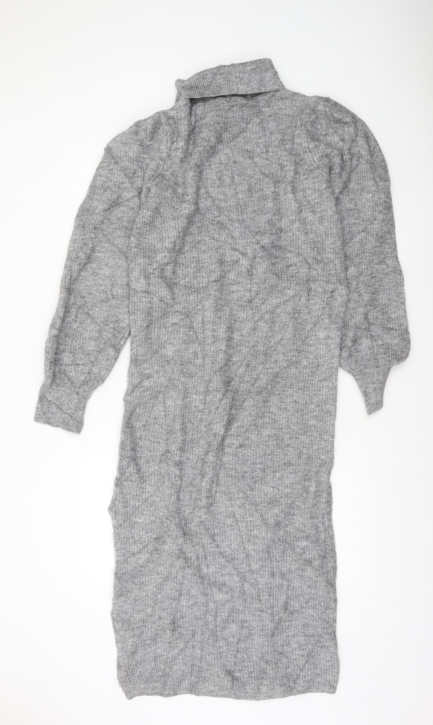 ASOS DESIGN Women’s Grey Knit Roll Neck Bodycon Midi Dress Size 6