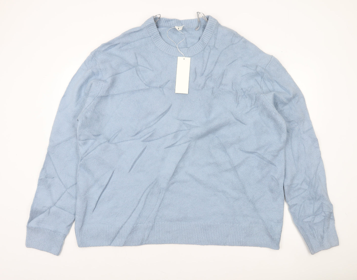 Women's Blue Cotton Blend Crew Neck Pullover Jumper Size 16
