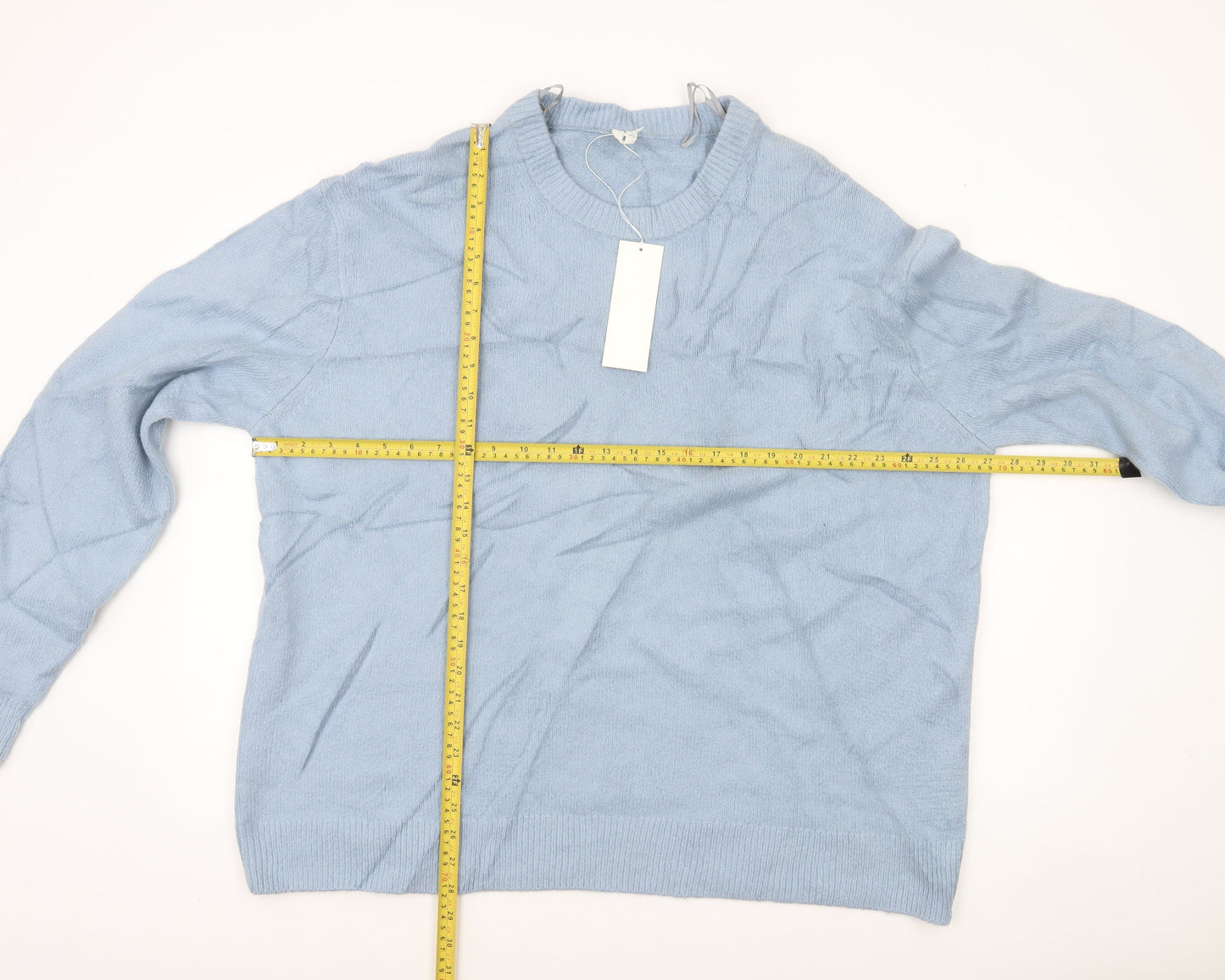 Women's Blue Cotton Blend Crew Neck Pullover Jumper Size 16