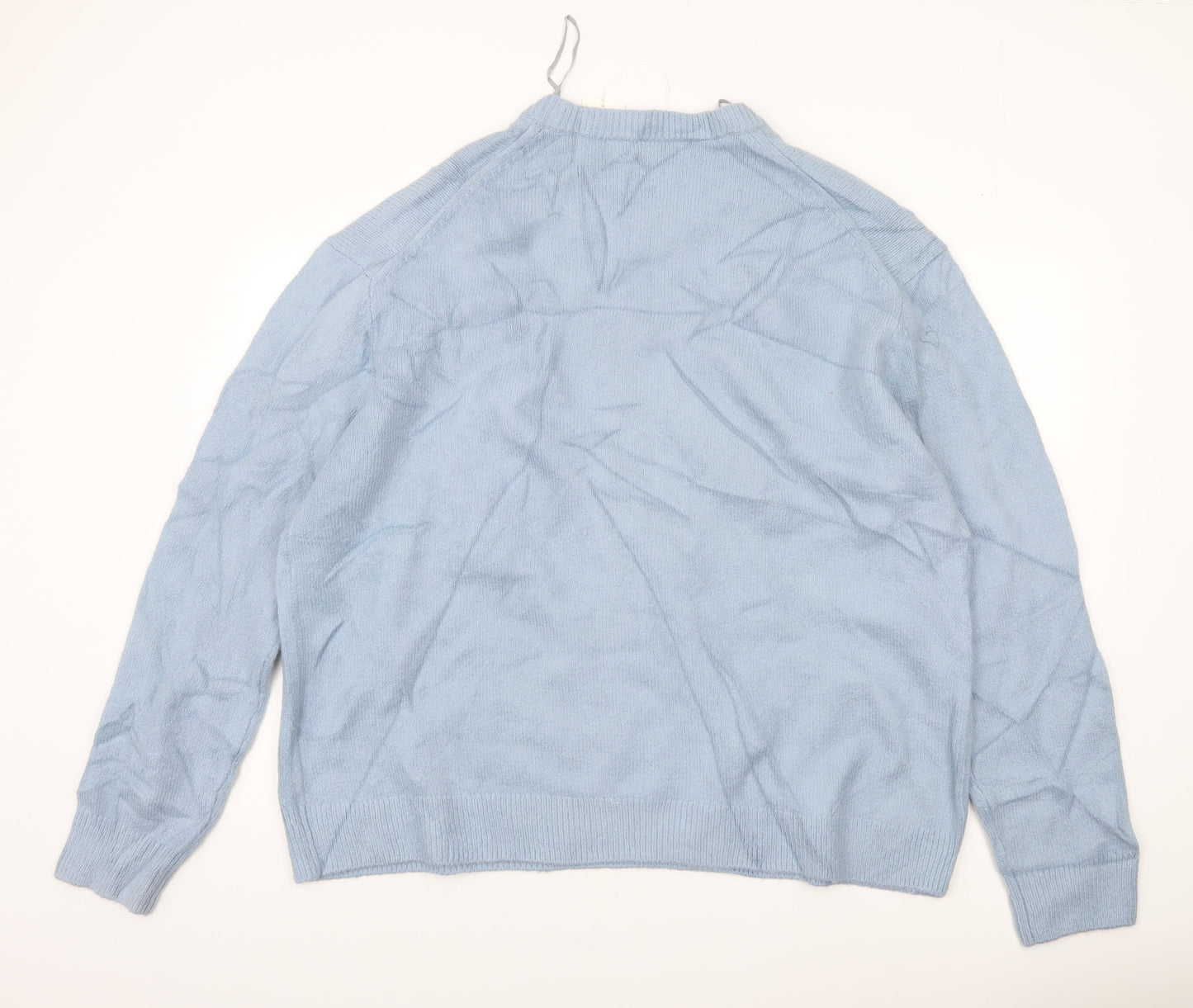 Women's Blue Cotton Blend Crew Neck Pullover Jumper Size 16