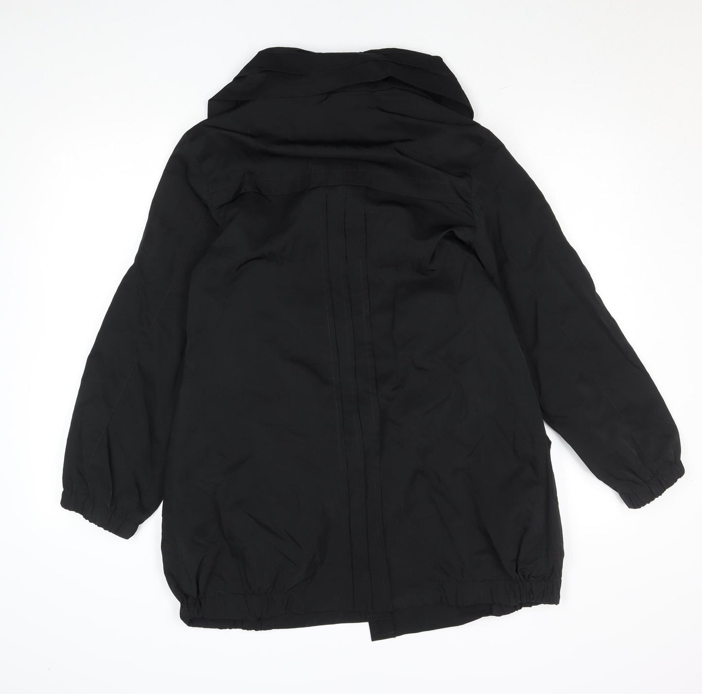 Yanhe Women's Black Mid-Length Overcoat Size 14 Lined Button Front