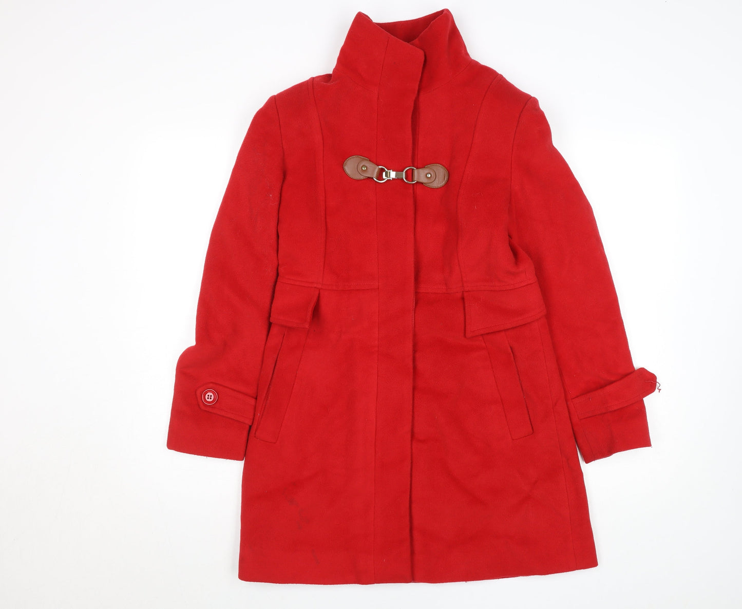 Madame Women's Red Mid-Length Belted Overcoat UK 10