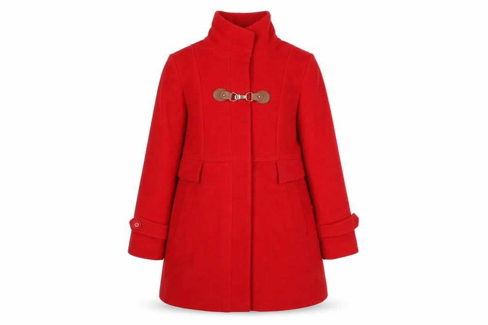 Madame Women's Red Mid-Length Belted Overcoat UK 10