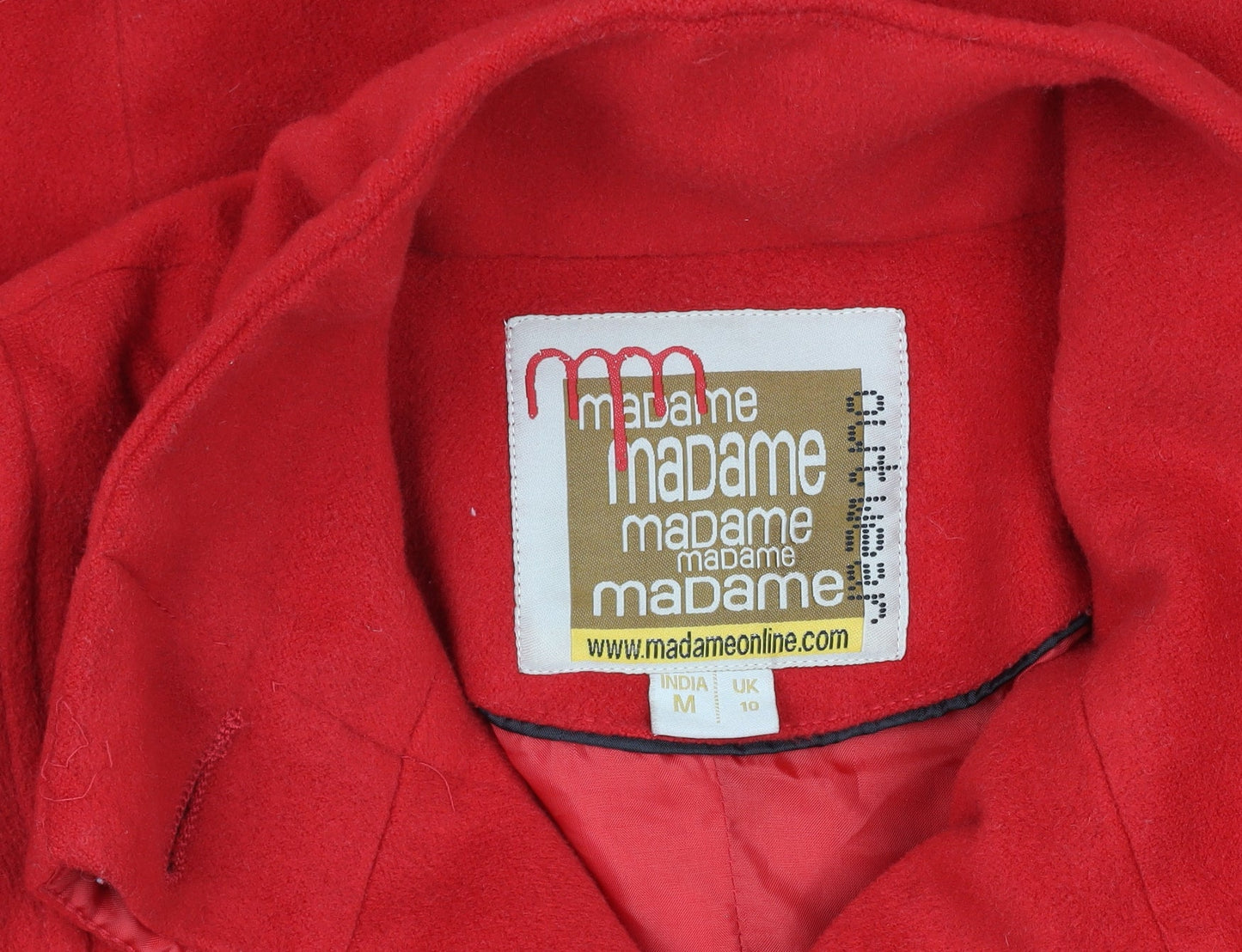 Madame Women's Red Mid-Length Belted Overcoat UK 10