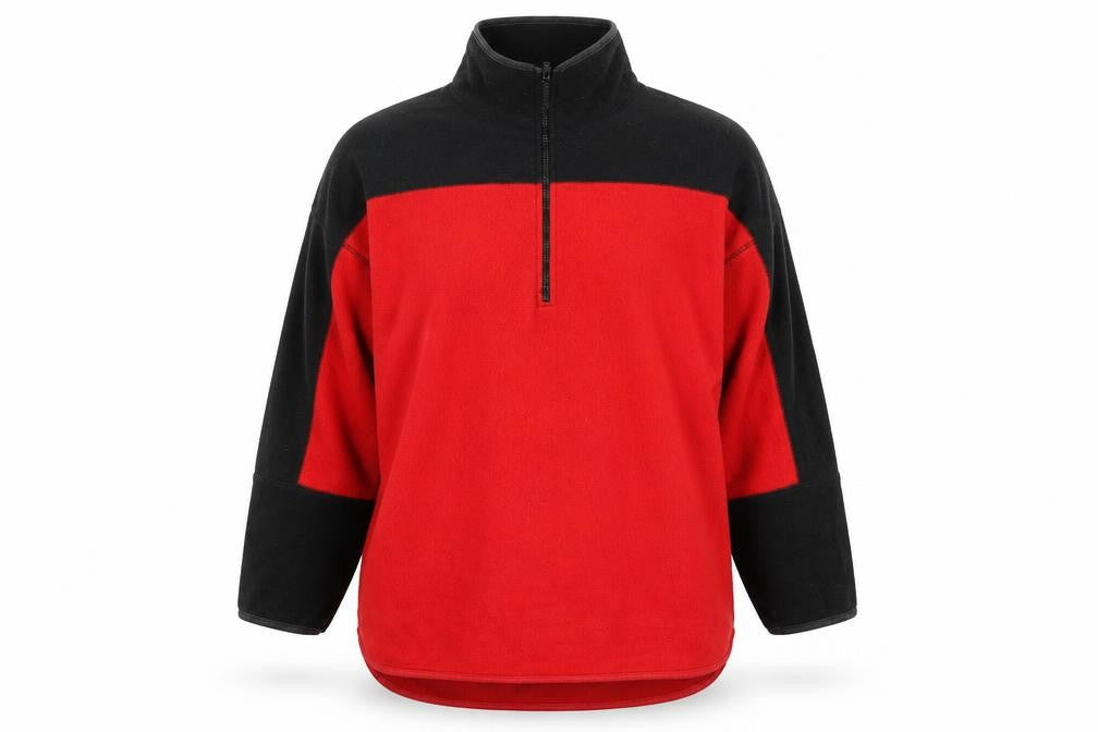 V Sport Women's Red Black 1/2 Zip Fleece Pullover Sweatshirt M