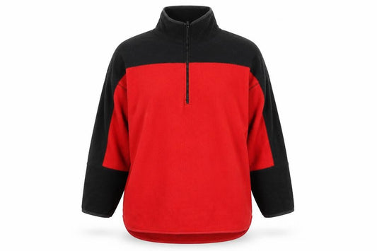 V Sport Women's Red Black 1/2 Zip Fleece Pullover Sweatshirt M