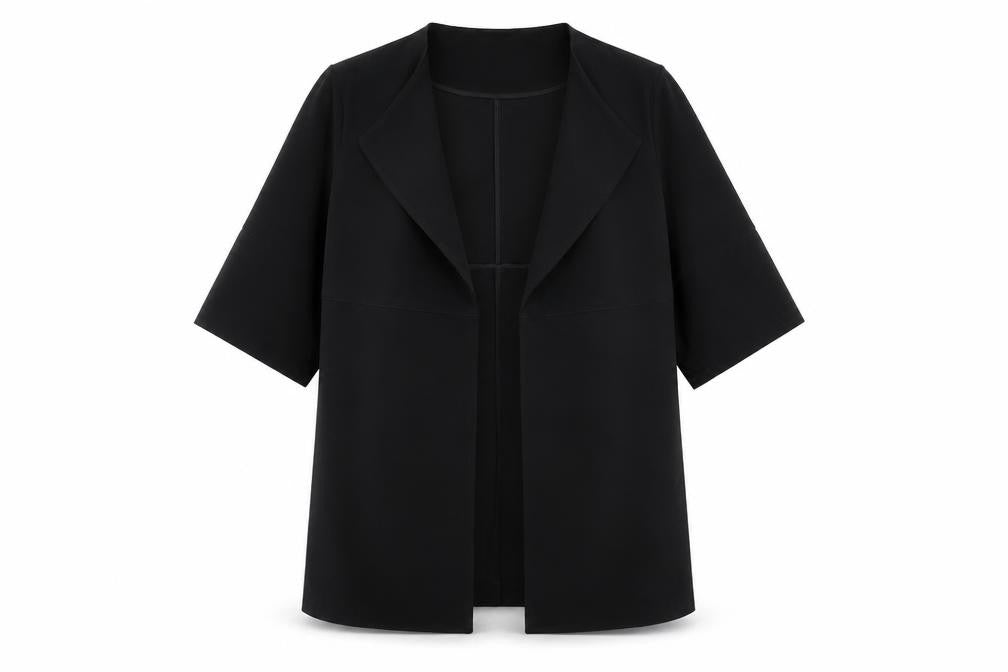 T Black Women's L Stretch Crepe Shawl Blazer Jacket