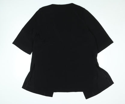 T Black Women's L Stretch Crepe Shawl Blazer Jacket