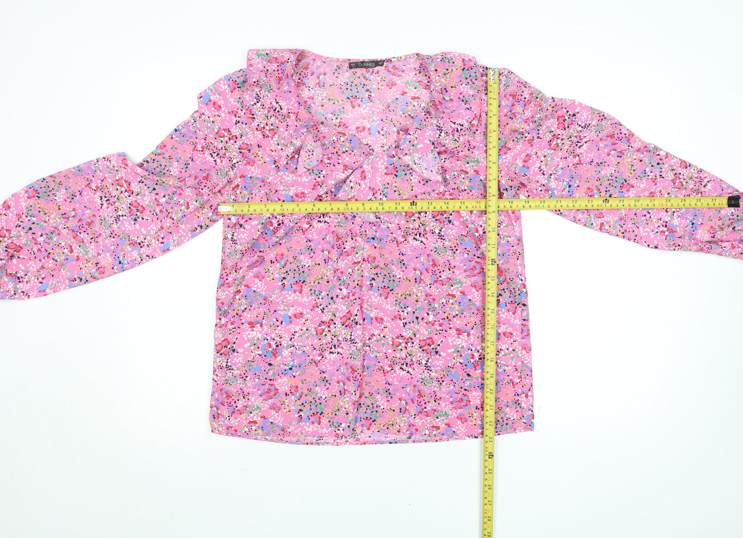 Dunnes Stores Women's Pink Floral Long Sleeve Wrap Blouse Size S
