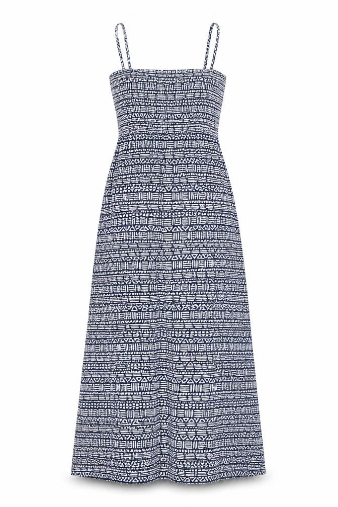 Dickins & Jones Women's Blue Geometric Jersey Slip Midi Dress Size S