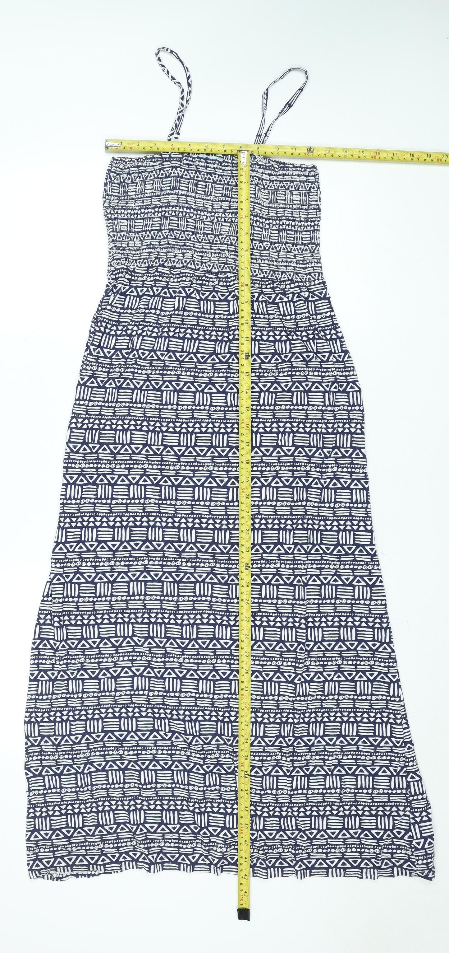 Dickins & Jones Women's Blue Geometric Jersey Slip Midi Dress Size S