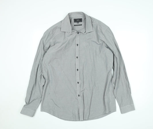 Next Men’s Grey Check Tailored Fit Formal Dress Shirt 17” Slim Fit