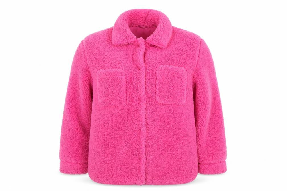 H&M Teens Pink Fleece Lined Button Up Jacket Size 14